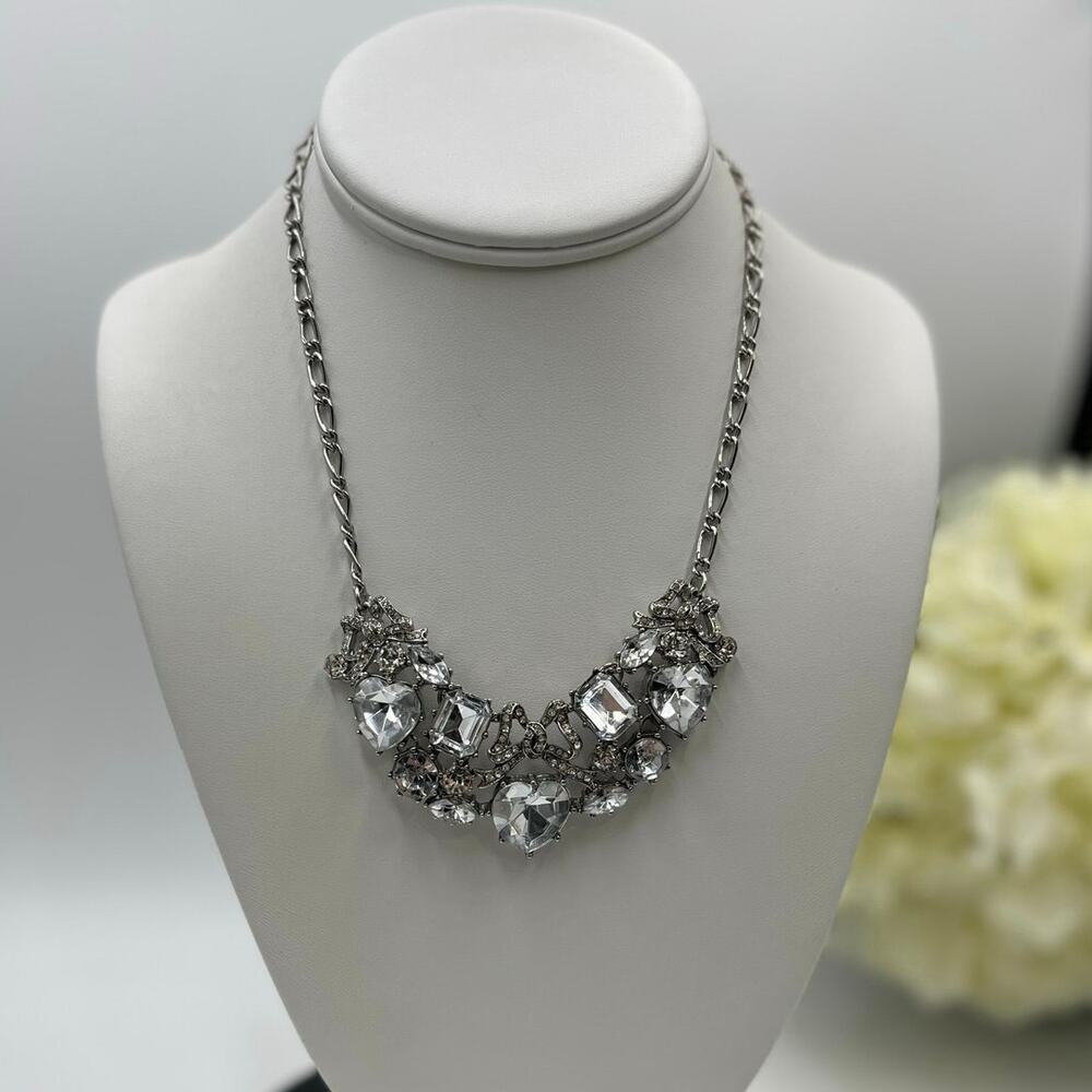 Betsey Johnson Vintage Bling Rhinestone Bow Collar Statement Necklace